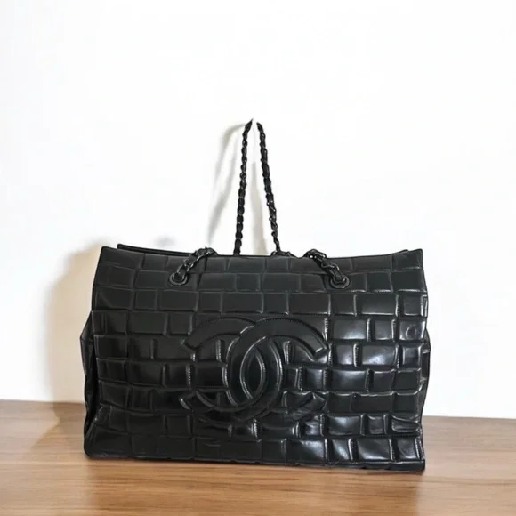 Chanel Black Quilted Vinyl Large Frozen Tote Bag - Picture 1 of 15